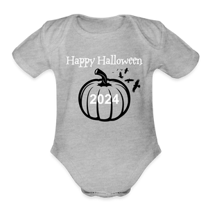 Organic Short Sleeve - Happy Halloween - heather grey