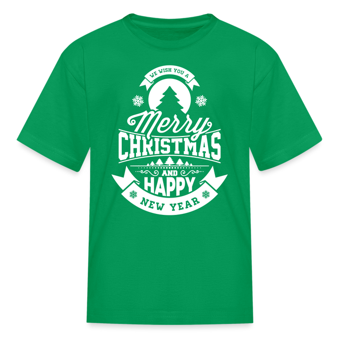 Kid's T-Shirt - Merry X-Mas & New Year! - kelly green