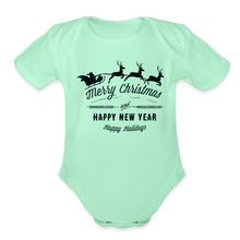 Load image into Gallery viewer, Organic Short Sleeve-Merry Christmas and New Year - light mint