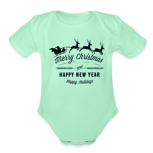 Organic Short Sleeve-Merry Christmas and New Year - light mint