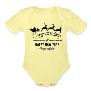 Organic Short Sleeve-Merry Christmas and New Year - washed yellow