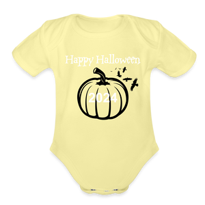 Organic Short Sleeve - Happy Halloween - washed yellow