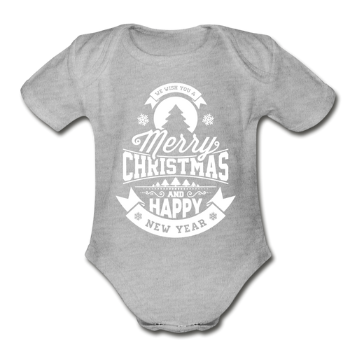 Organic Short Sleeve - Merry X-Mas & New Year! - heather grey